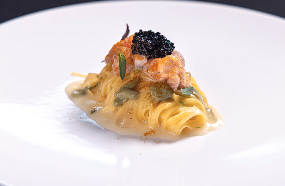 Tagliolini con gambero e caviale